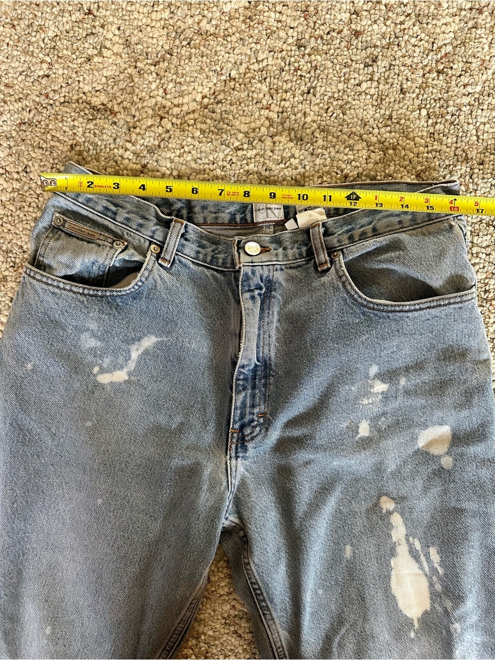 Calvin Klein Jeans Men's Light Blue Washed Straight Jeans